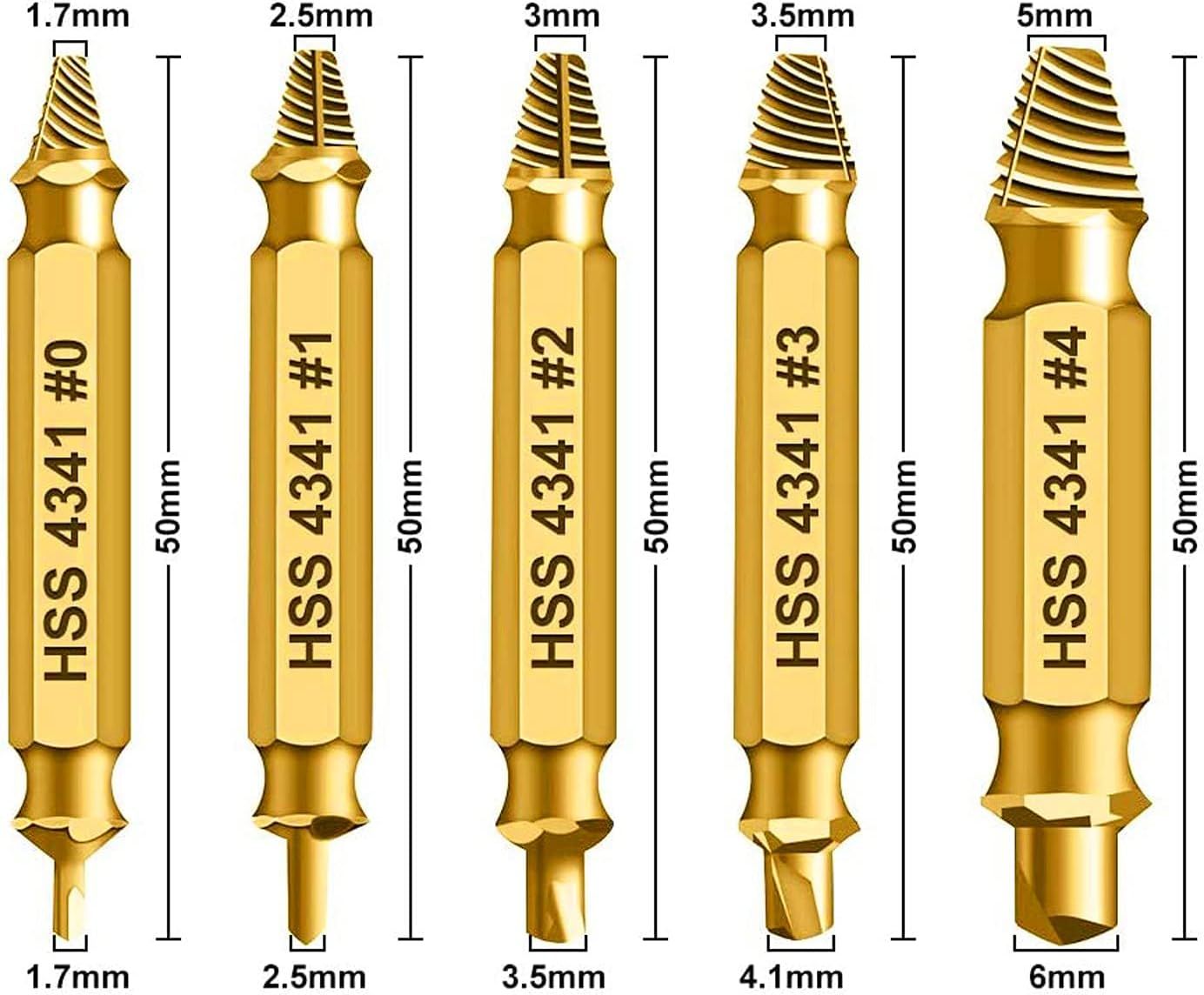Daoxue Zestaw wykrętaków do śrub 5-częściowy (Złoty)