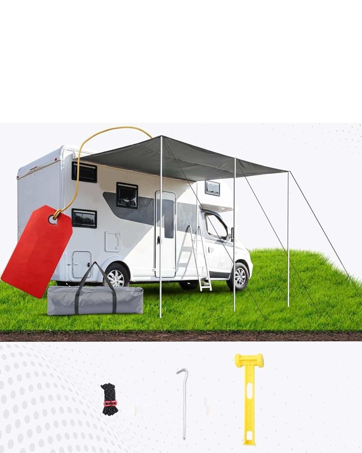 Ezcasch Żagiel przeciwsłoneczny do przyczepy kempingowej, 450 x 240 cm.