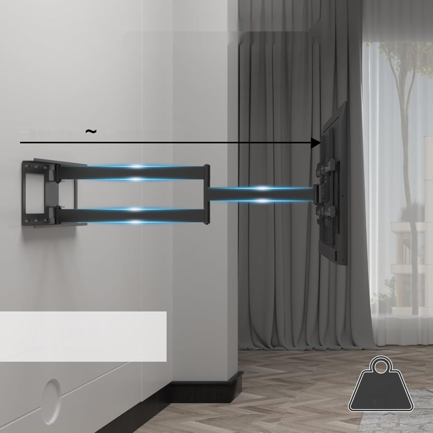 BONTEC Uchwyt ścienny TV, ramię 1040 mm, ekrany 32-75&quot;, do 60 kg, VESA 600x400 mm