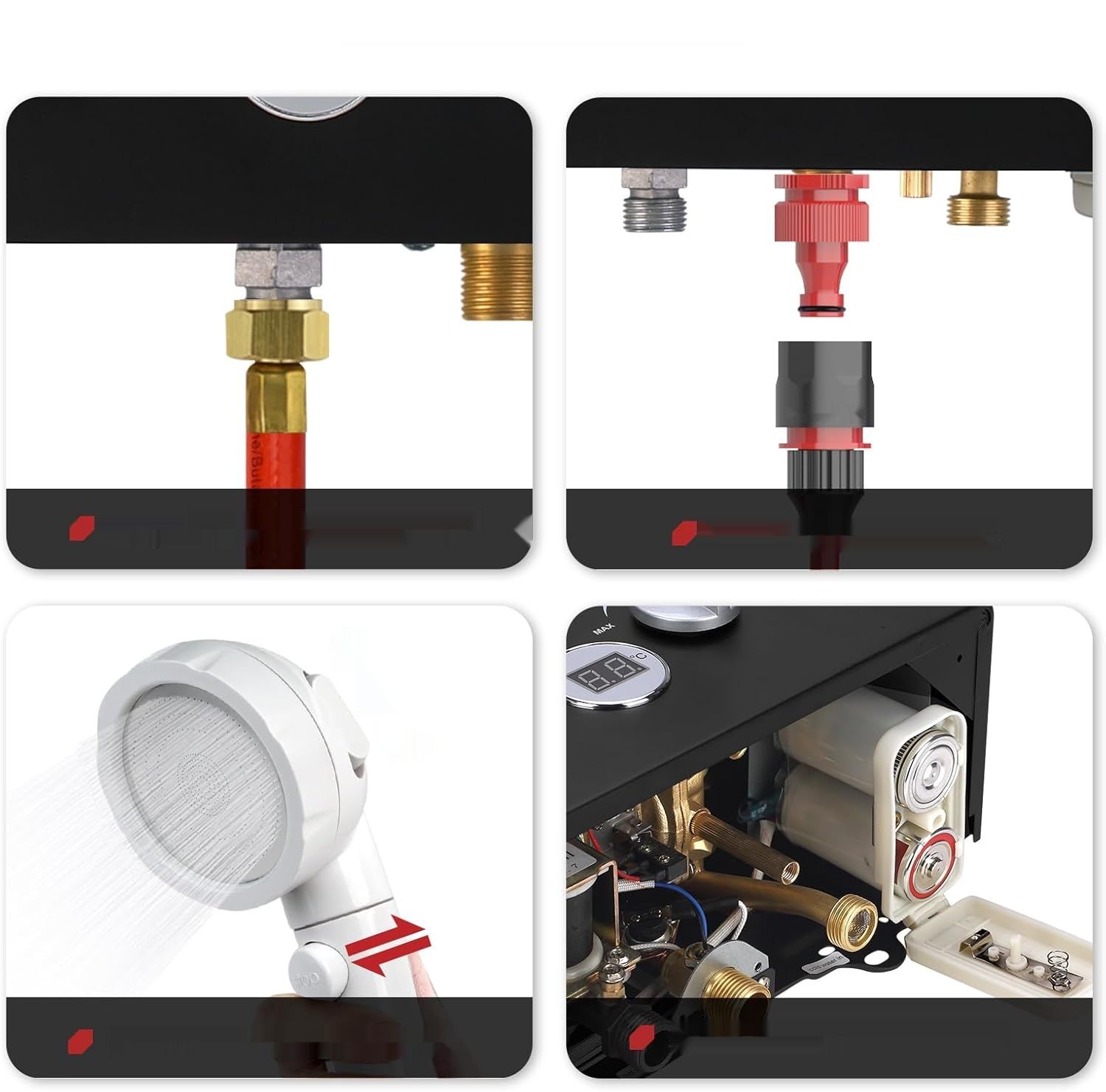 Camplux BW158BC Podgrzewacz Wody Gazowy Bez Zbiornika, 6L, 12kW, Czarny