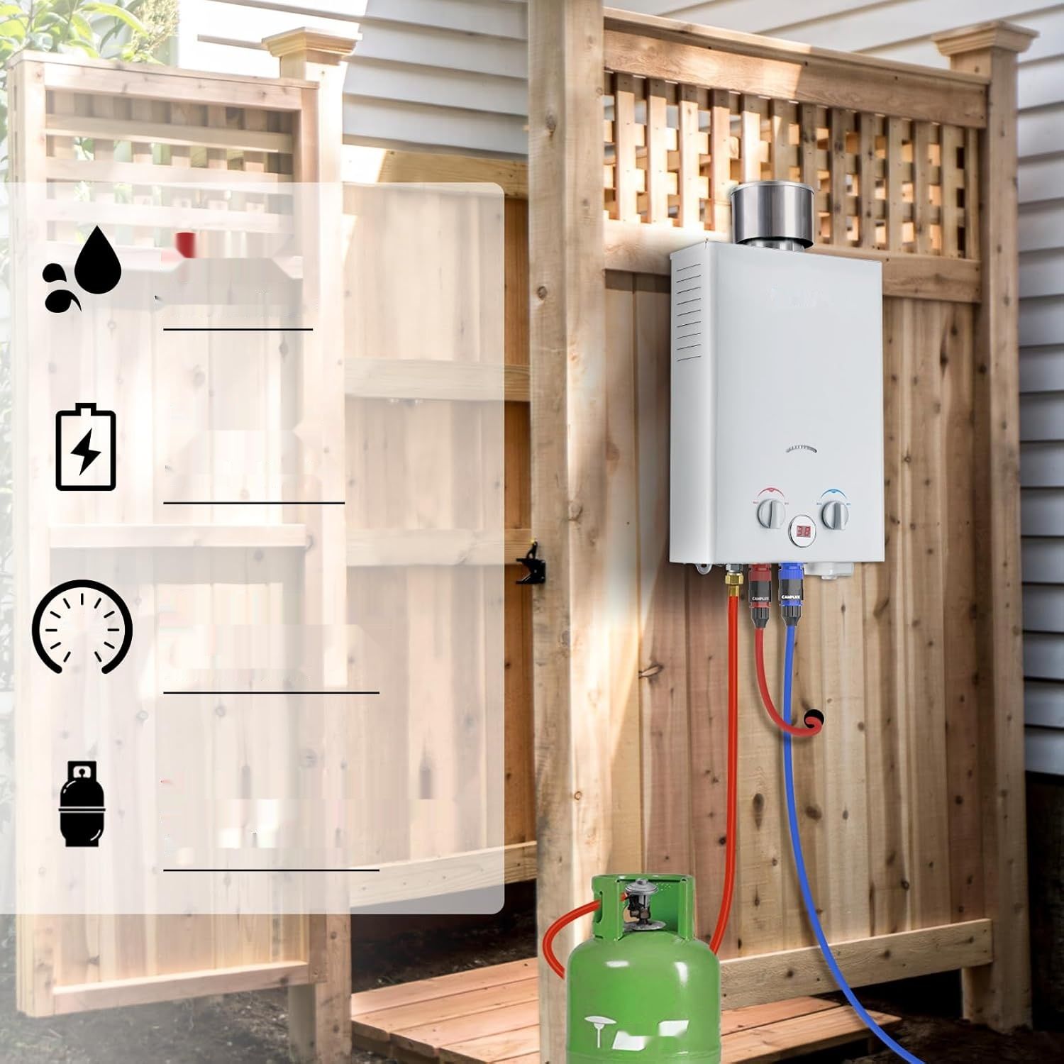 CAMPLUX BW158C Bezzbiornikowy podgrzewacz przepływowy, 6L gazowy