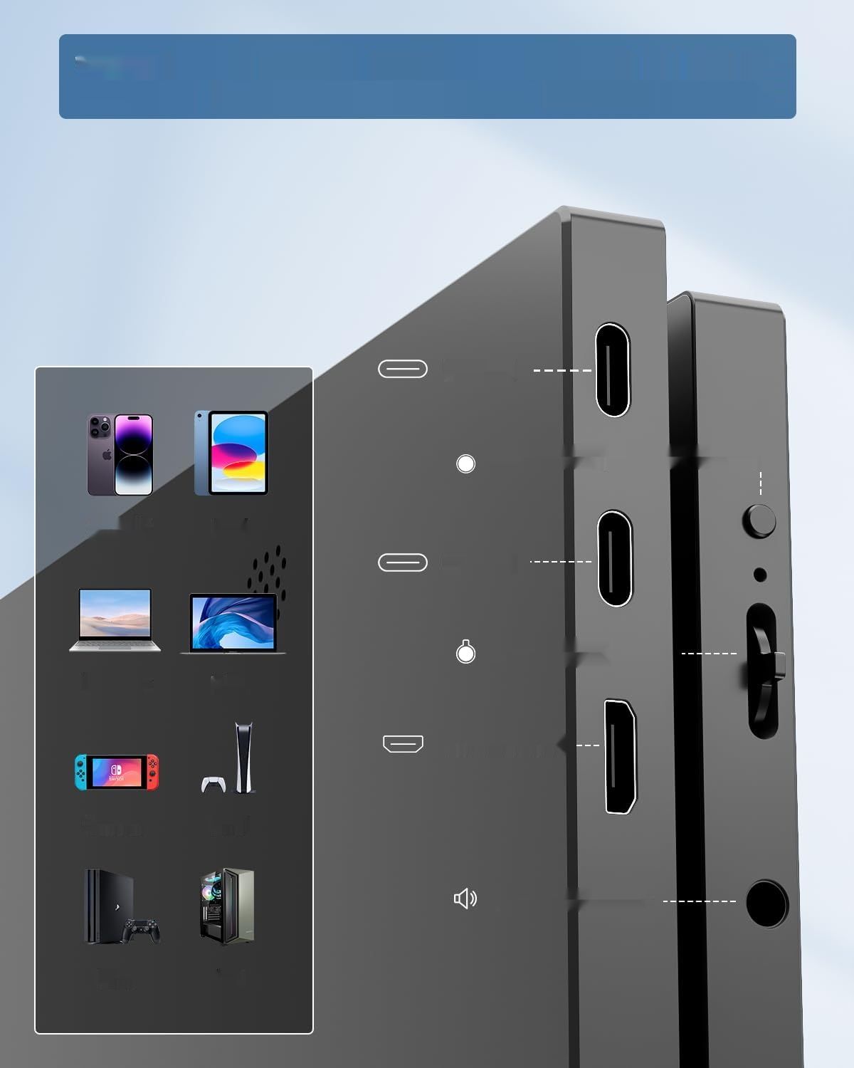 Yodoit przenośny monitor 15,6 cala 1920 x 1080P FHD IPS.