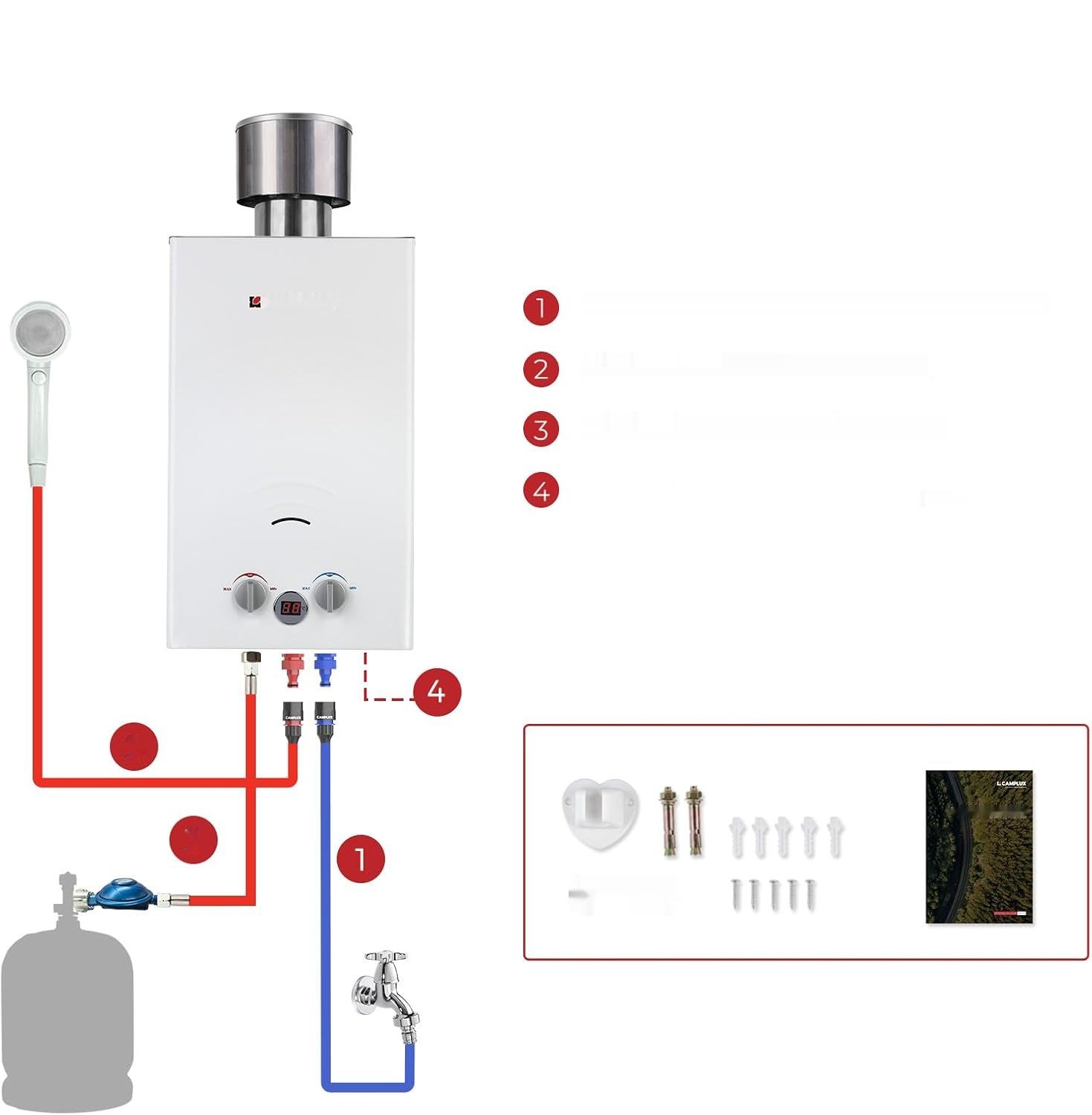CAMPLUX BW264C-DE Gazowy Podgrzewacz Przepływowy 10 Litrów, 20 kW