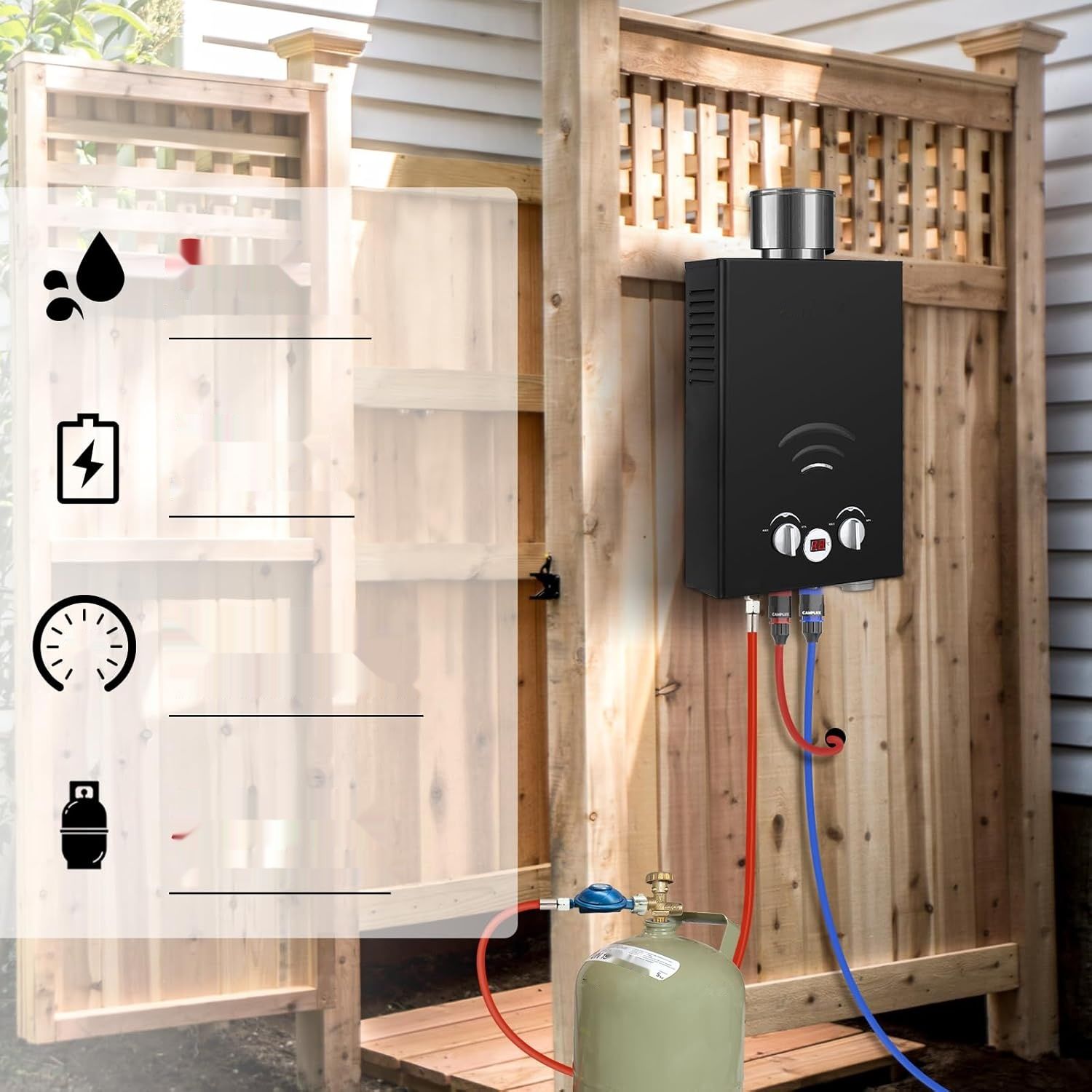 CAMPLUX 6L Podgrzewacz Gazowy Natychmiastowy, BW158BC-DE