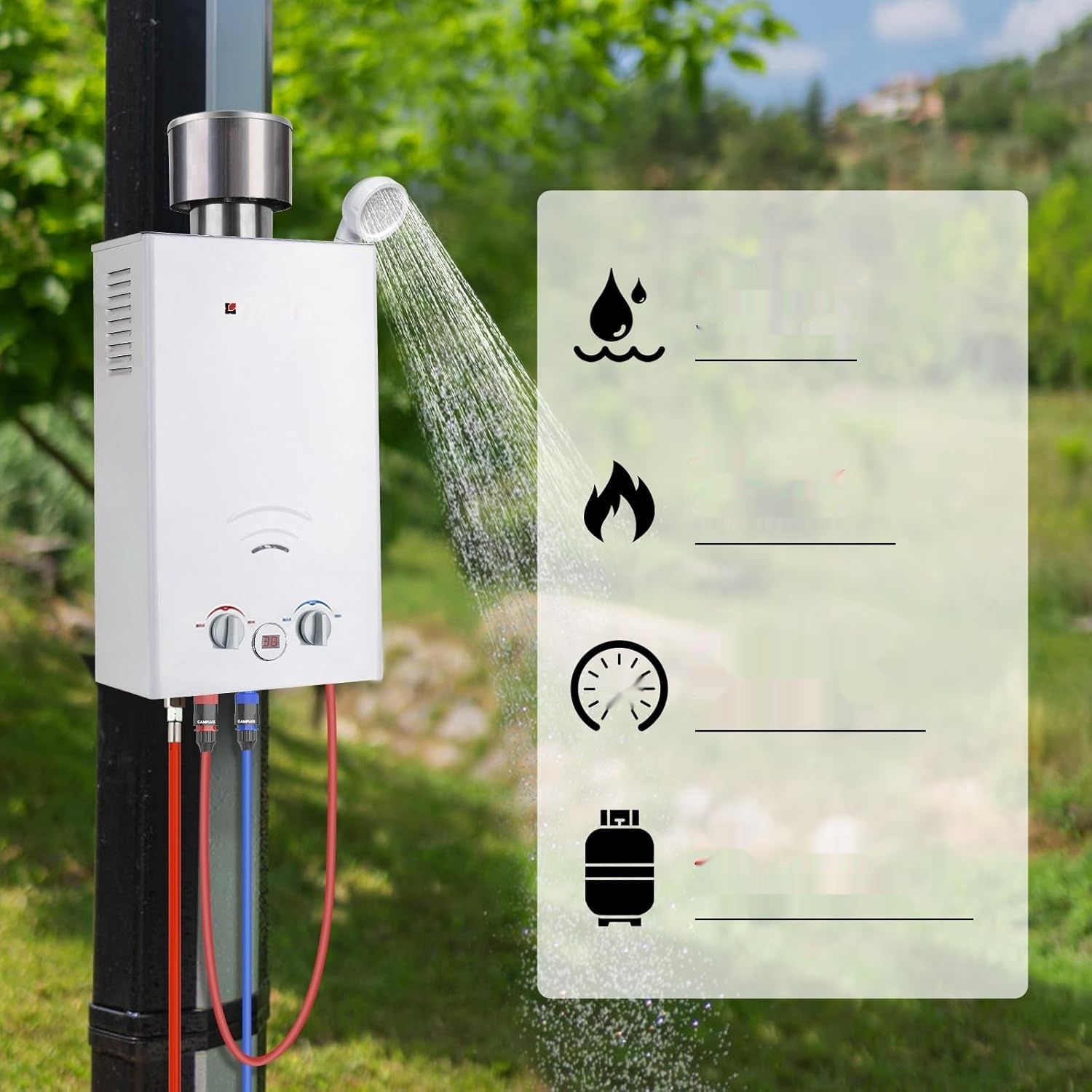 CAMPLUX BW264C-DE Gazowy Podgrzewacz Przepływowy 10 Litrów, 20 kW