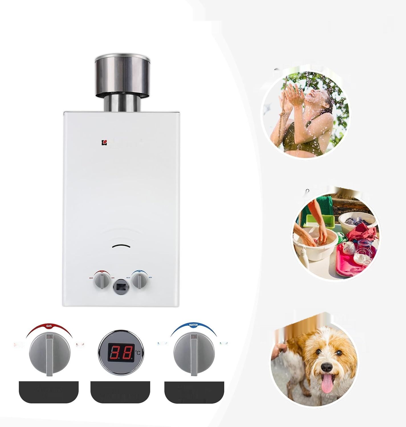 CAMPLUX BW264C-DE Gazowy Podgrzewacz Przepływowy 10 Litrów, 20 kW