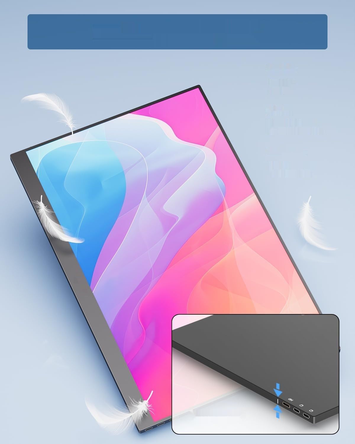 Yodoit Przenośny Monitor 14 Calowy - 1920 × 1080 FHD IPS Wyświetlacz