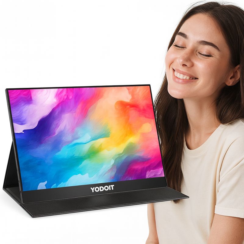 Yodoit Przenośny Monitor 14 Calowy - 1920 × 1080 FHD IPS Wyświetlacz