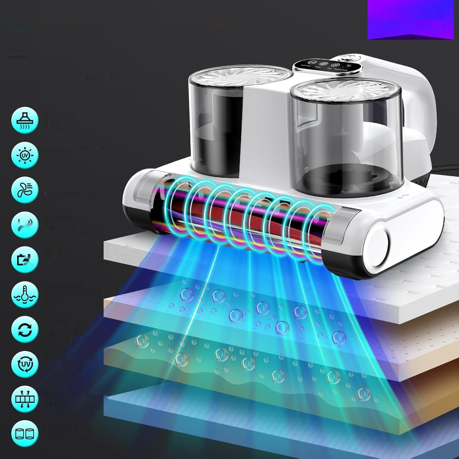 YUFAC Odkurzacz do Materacy, 16Kpa, 500W, z lampą UV, Przewodowy, Biały