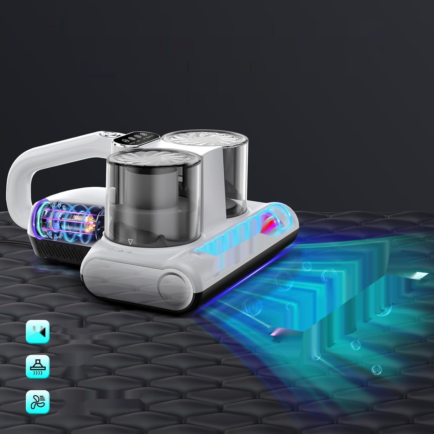 YUFAC Odkurzacz do Materacy, 16Kpa, 500W, z lampą UV, Przewodowy, Biały