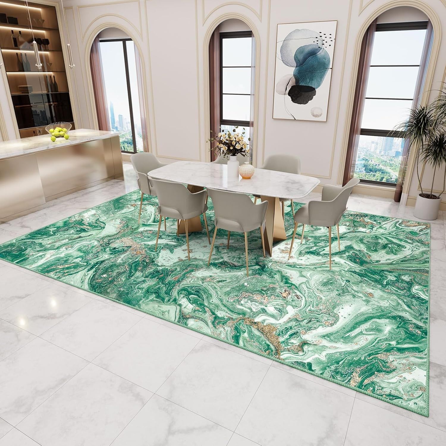 Nowoczesne Dywany do Salonu 80 x 150 cm Zielony