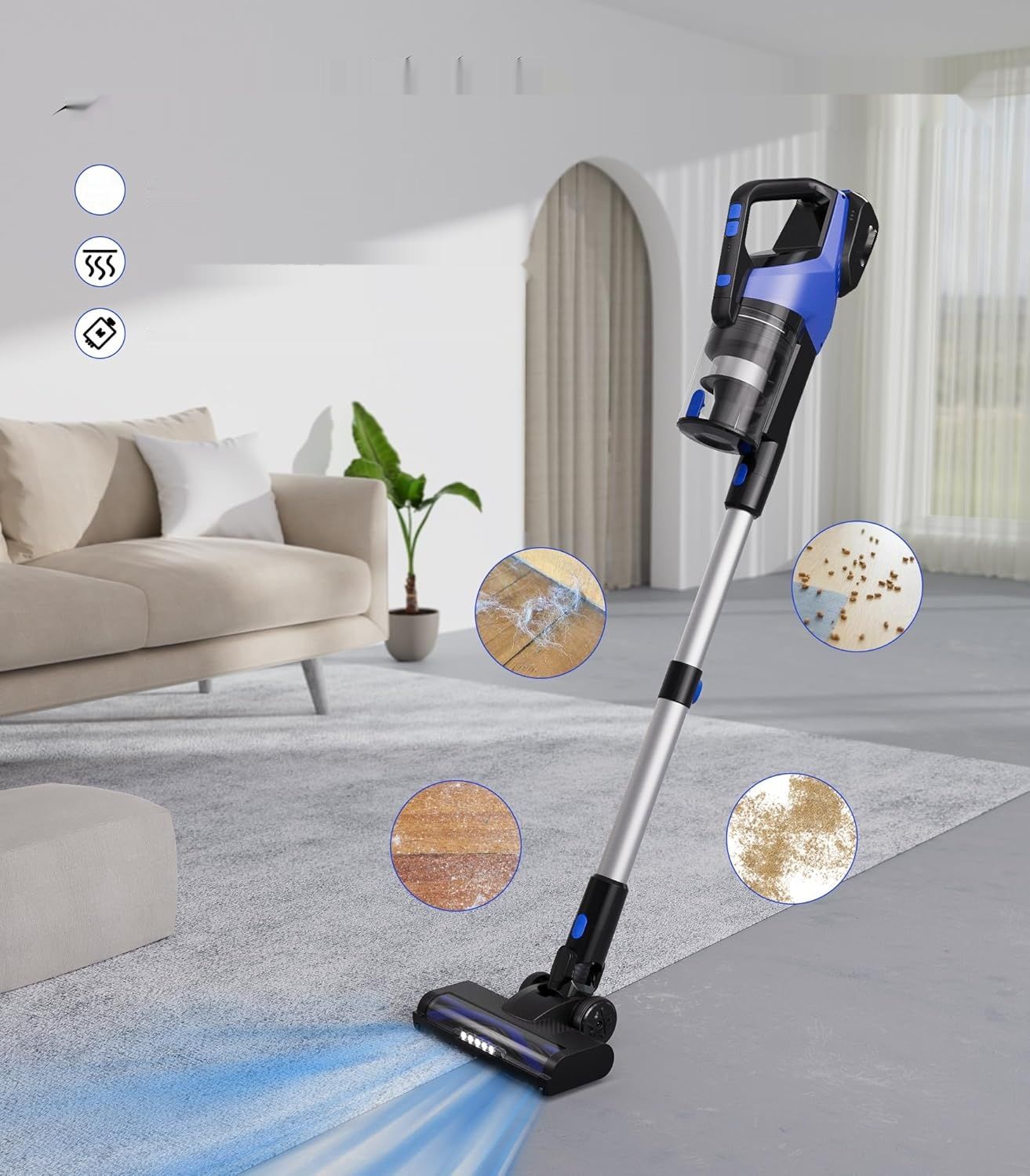 Odkurzacz Bezprzewodowy, 500W 33KPA, 6-w-1