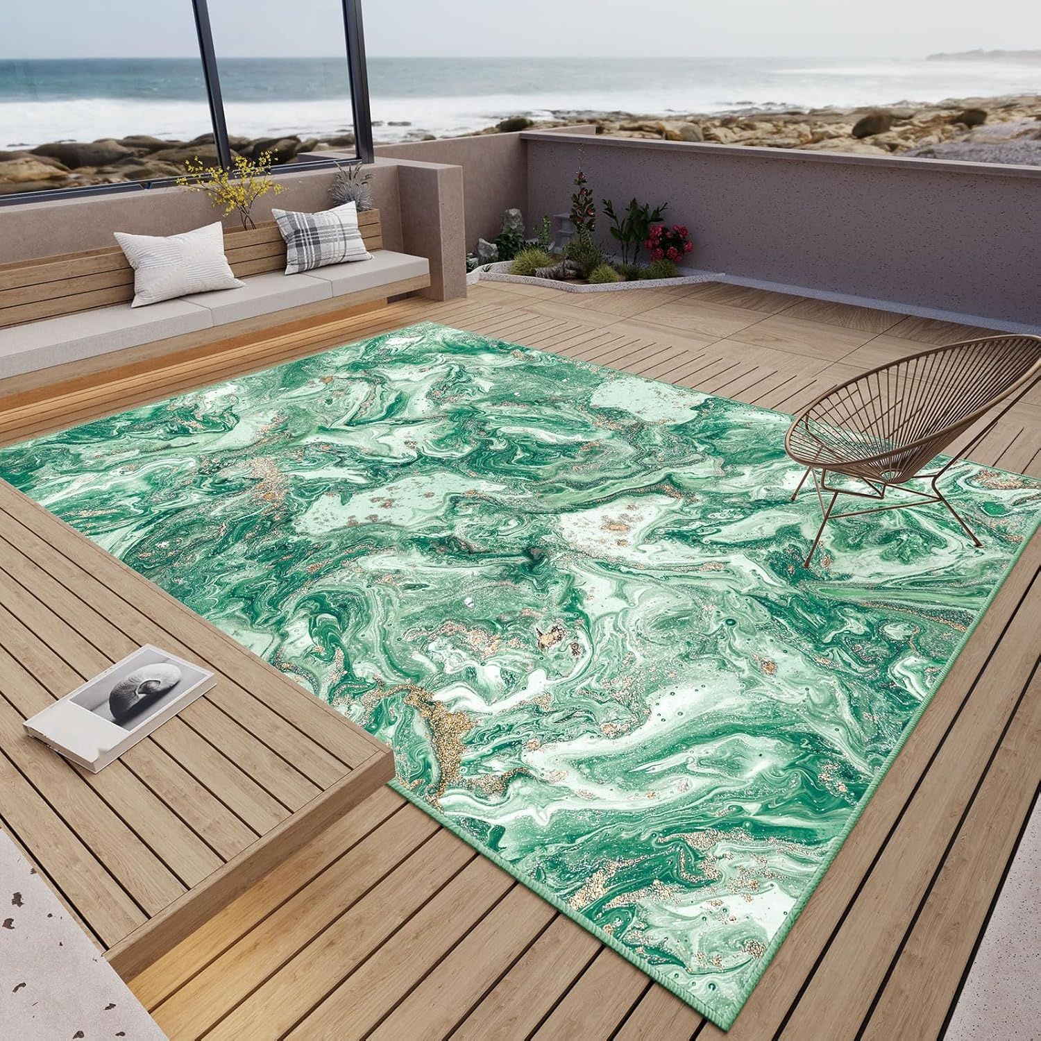 Nowoczesne Dywany do Salonu 80 x 150 cm Zielony