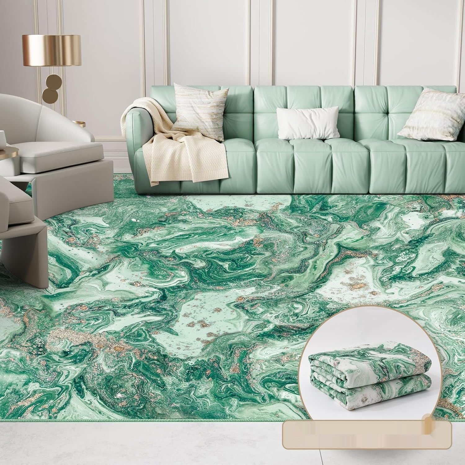 Nowoczesne Dywany do Salonu 80 x 150 cm Zielony