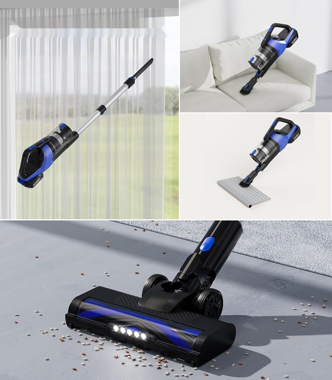 SKYHOME Odkurzacz Bezprzewodowy, 500W 33KPA, 6-w-1