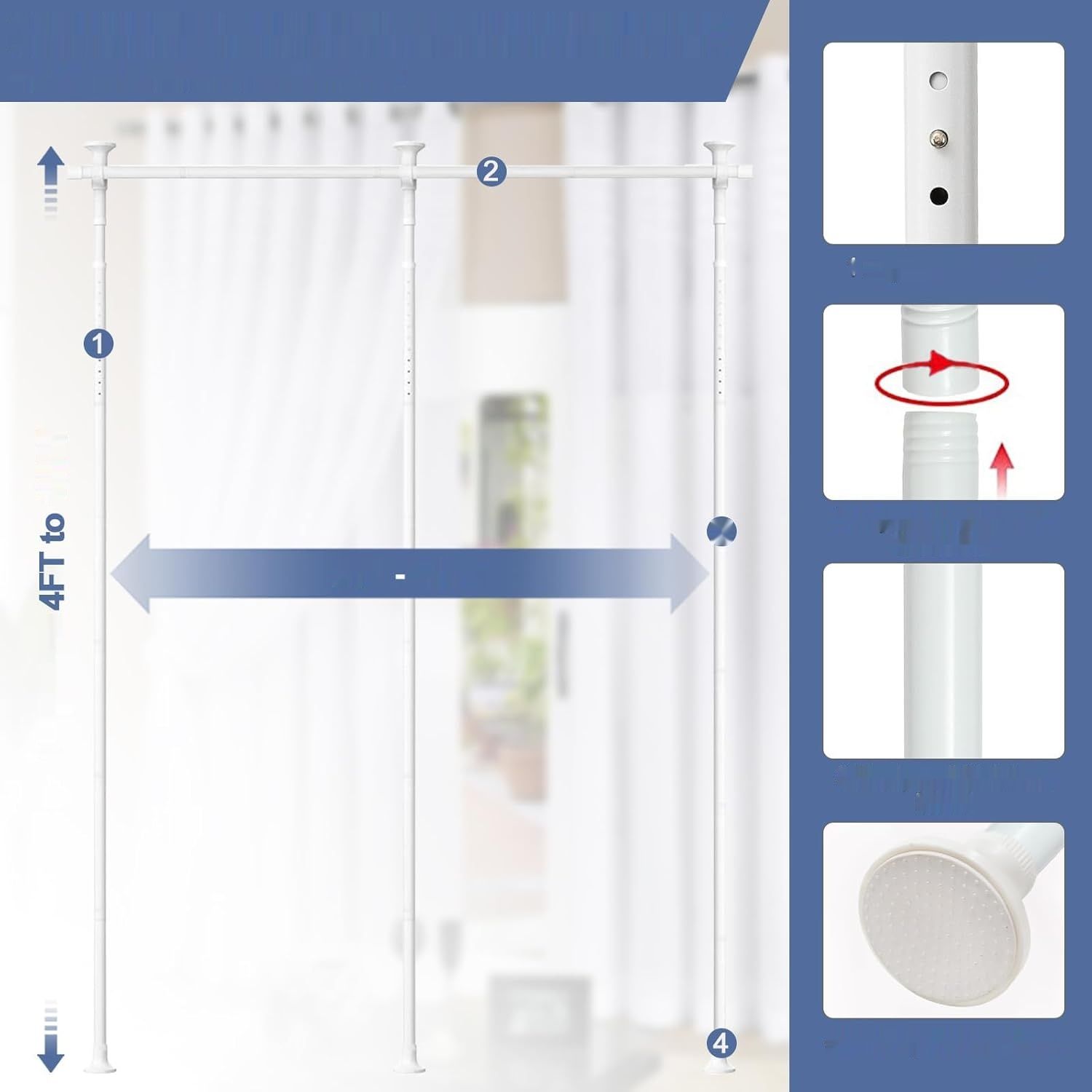 Parawan Pokojowy, Rama, Kij do Zasłon, Szerokość 280 cm x Wysokość 317 cm