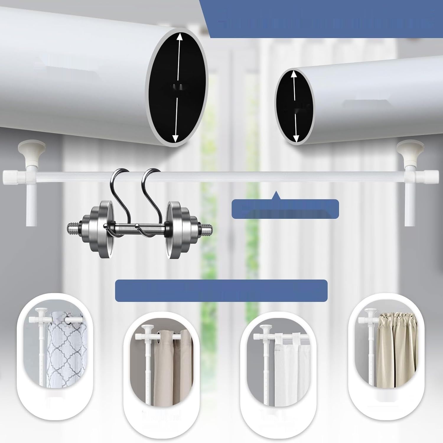 Parawan Pokojowy, Rama, Kij do Zasłon, Szerokość 280 cm x Wysokość 317 cm