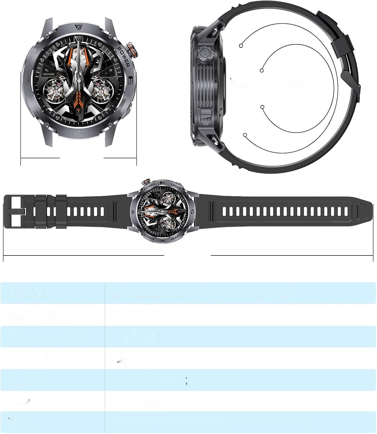 LIGE Męski Smartwatch z funkcją telefonu, 1.43-calowy Smartwatch AMOLED