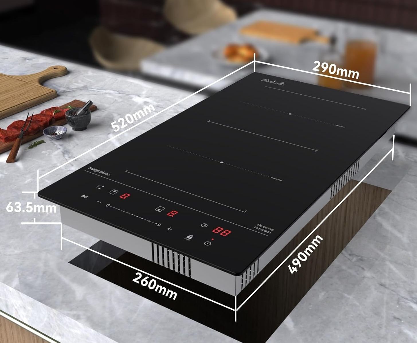 magicplux Płyta indukcyjna 29cm, 2 palniki, 9 poziomów, 3500W