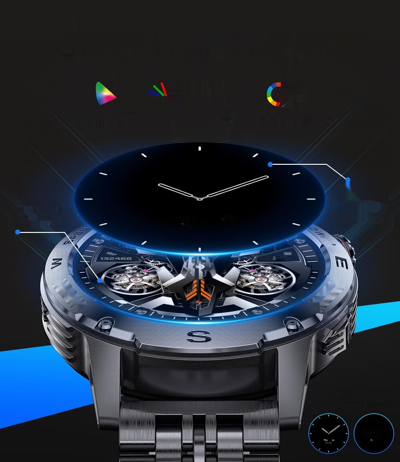 LIGE Męski Smartwatch z funkcją telefonu, 1.43-calowy Smartwatch AMOLED