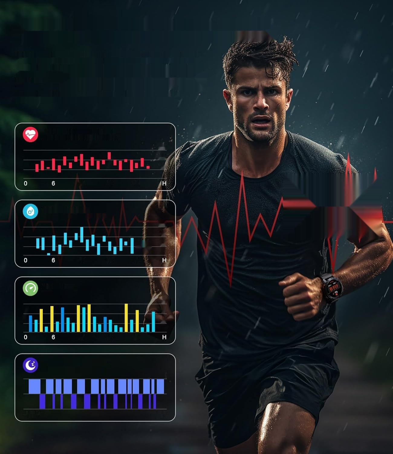 LIGE Męski Smartwatch z funkcją telefonu, 1.43-calowy Smartwatch AMOLED