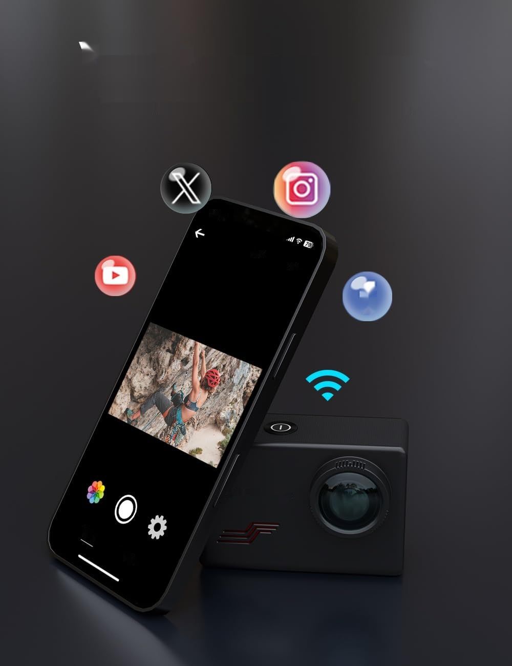 Apexcam M80 Kamera Sportowa z kartą 64 GB 4K 60 FPS 48 MP WiFi 40 m