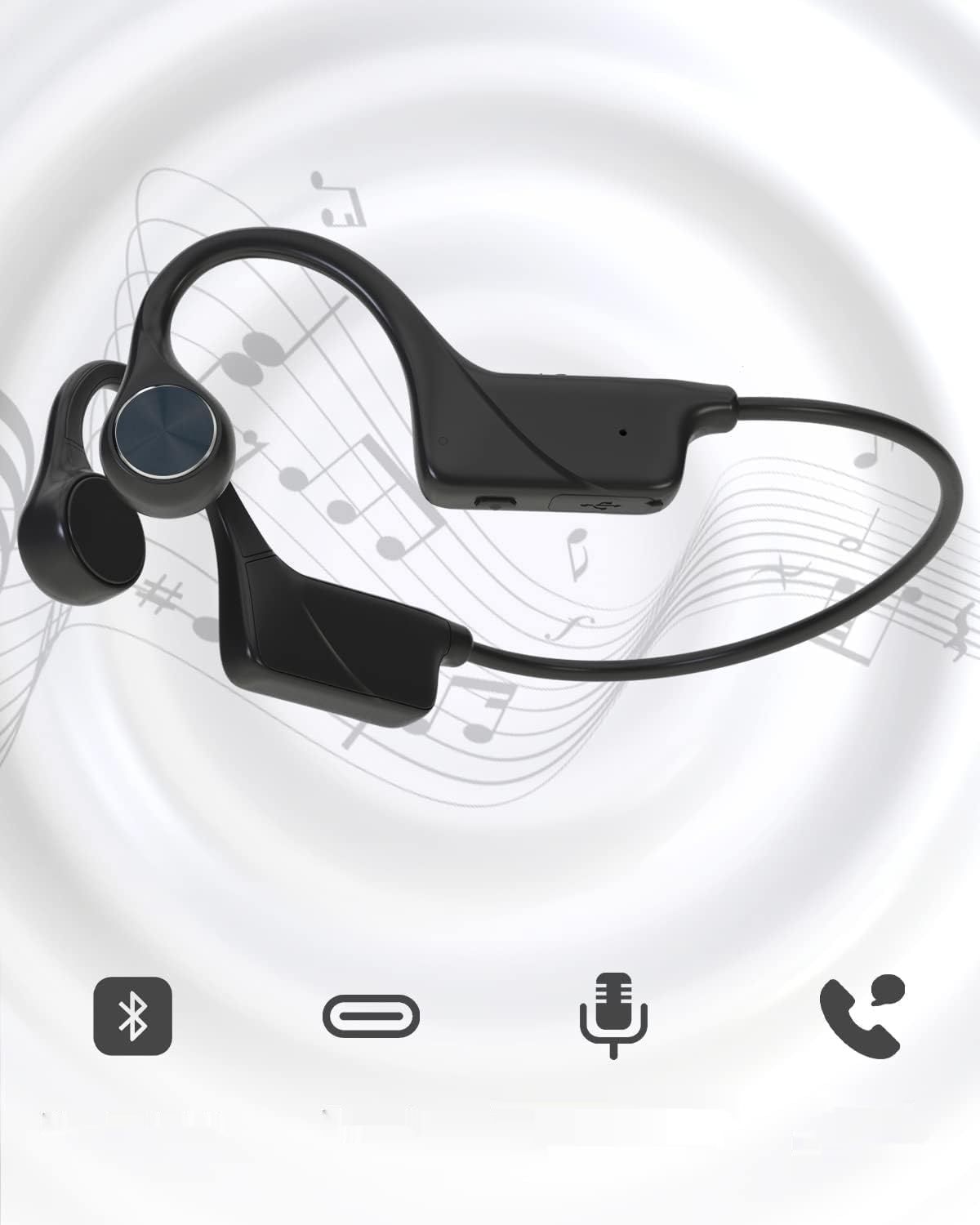 SANOTO Open Ear Słuchawki Bluetooth 5.3, Słuchawki przewodnictwa kostnego.