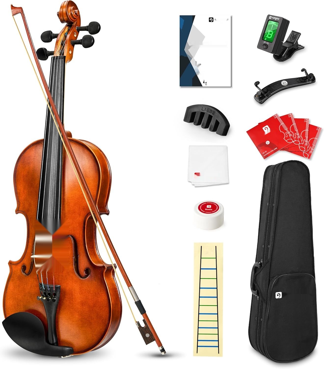 Vangoa 1/4 Skrzypce z Litego Drewna dla Dzieci Początkujących