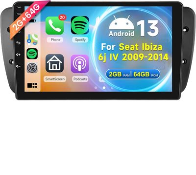 Bezprzewodowy Carplay Radio Samochodowe 2 Din do Seat Ibiza 6j IV 9&quot;