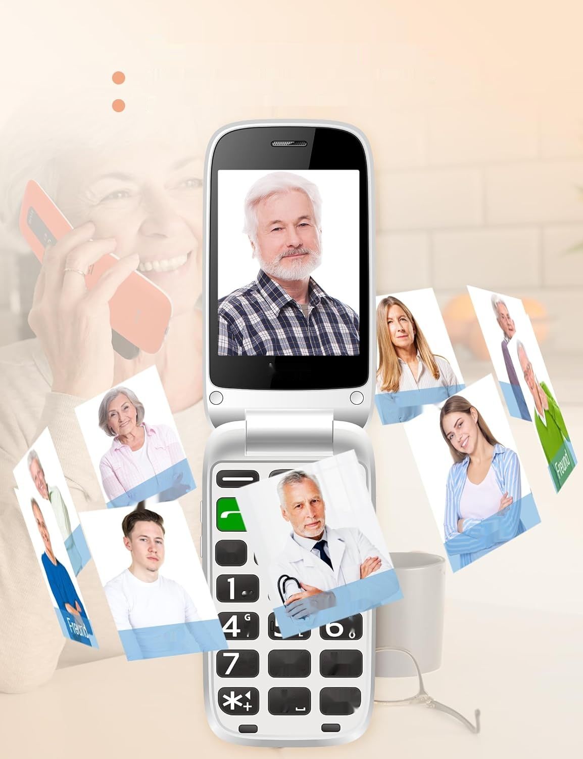 TRUE GSM Senior Telefon Komórkowy, S70, Jasny Pomarańczowy