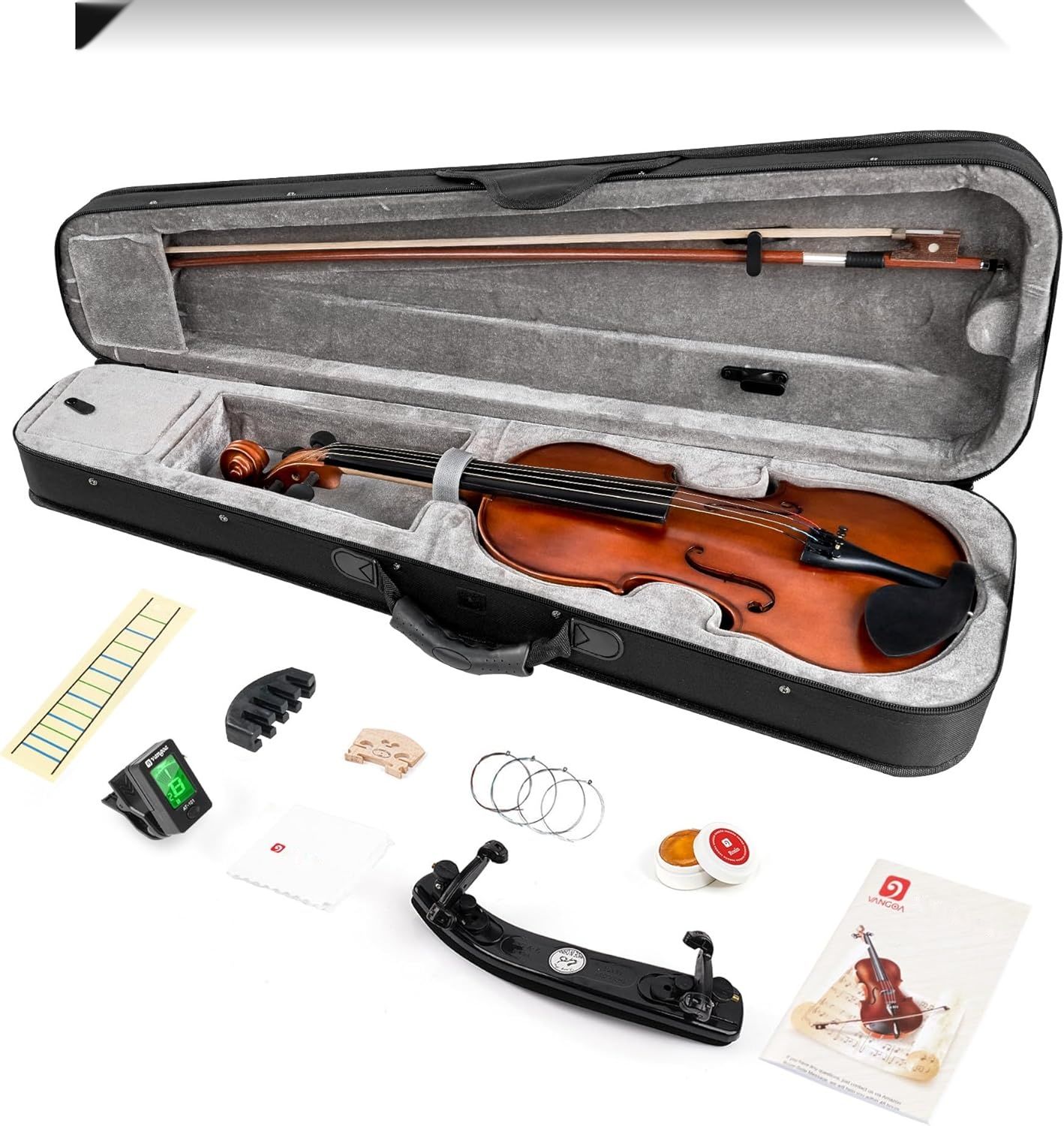 Vangoa 1/4 Skrzypce z Litego Drewna dla Dzieci Początkujących
