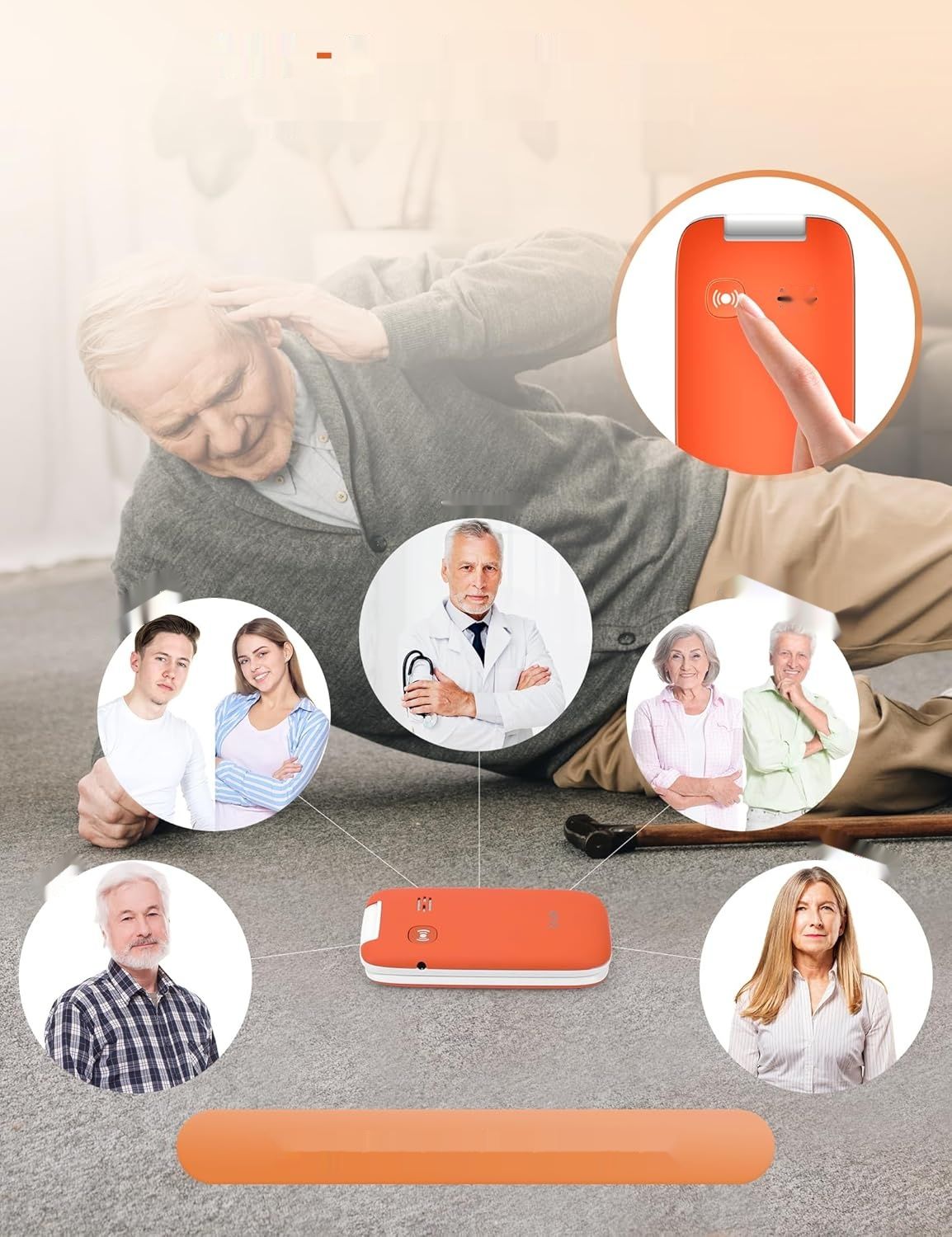 TRUE GSM Senior Telefon Komórkowy, S70, Jasny Pomarańczowy