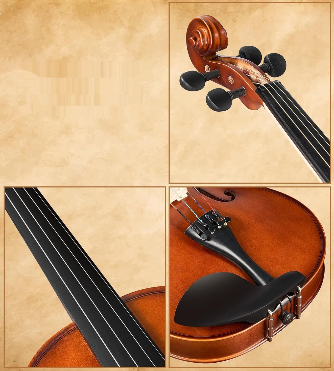 Vangoa 1/4 Skrzypce z Litego Drewna dla Dzieci Początkujących