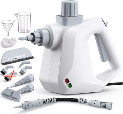 Przenośny parowy środek czyszczący z 10 akcesoriami (biały)