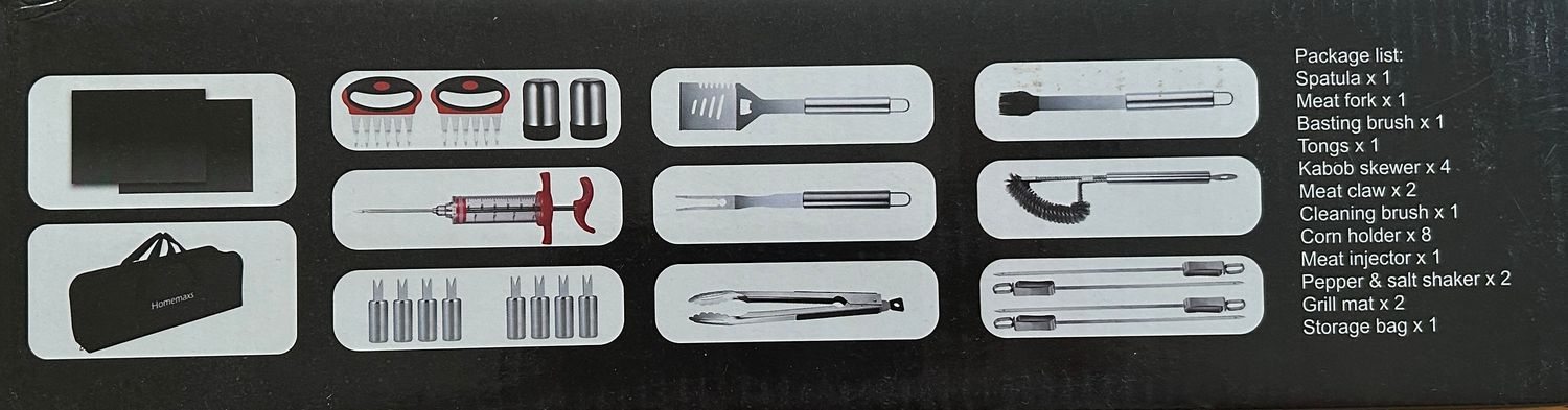 Homemaxs Grilling ZESTAW NARZĘDZI SZTUĆCÓW DO GRILLA  25 ELEMENTÓW
