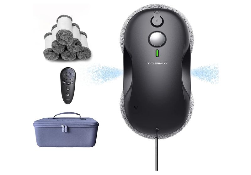 Tosima W3 Robot myjka szyb, dwukierunkowa automatyczna spryskiwacz z potrójnym systemem bezpieczeństwa, inteligentna nawigacja, pilot zdalnego sterowania, do wszystkich gładkich powierzchni