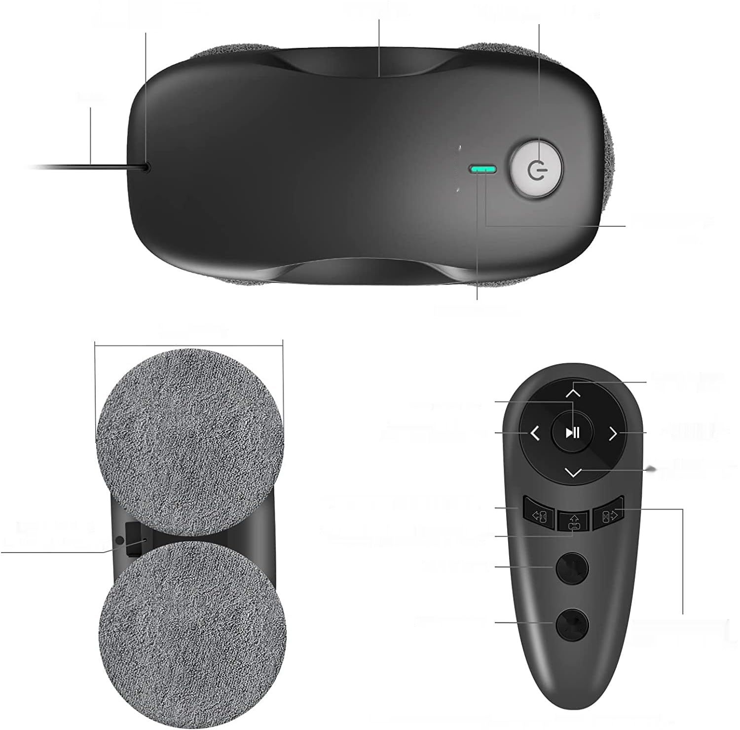 Tosima W2 Robot do Mycia Okien 3800PA, Elektryczny Czyściciel Okien