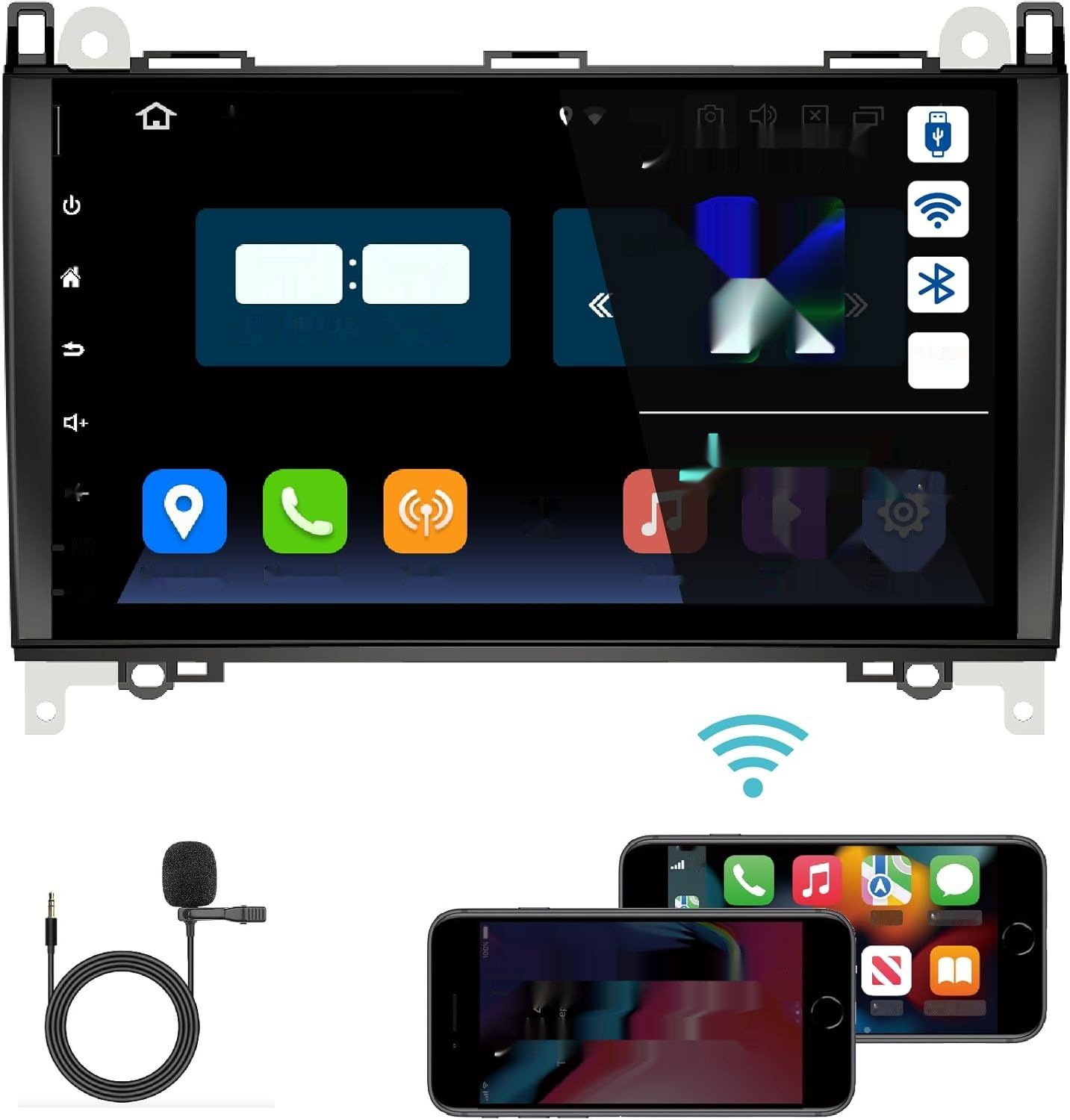 Amaseaudio Android 11 Autoradio, Carplay/Android Auto, DSP+, 2 Din, 9" WiFi, BT 5.0