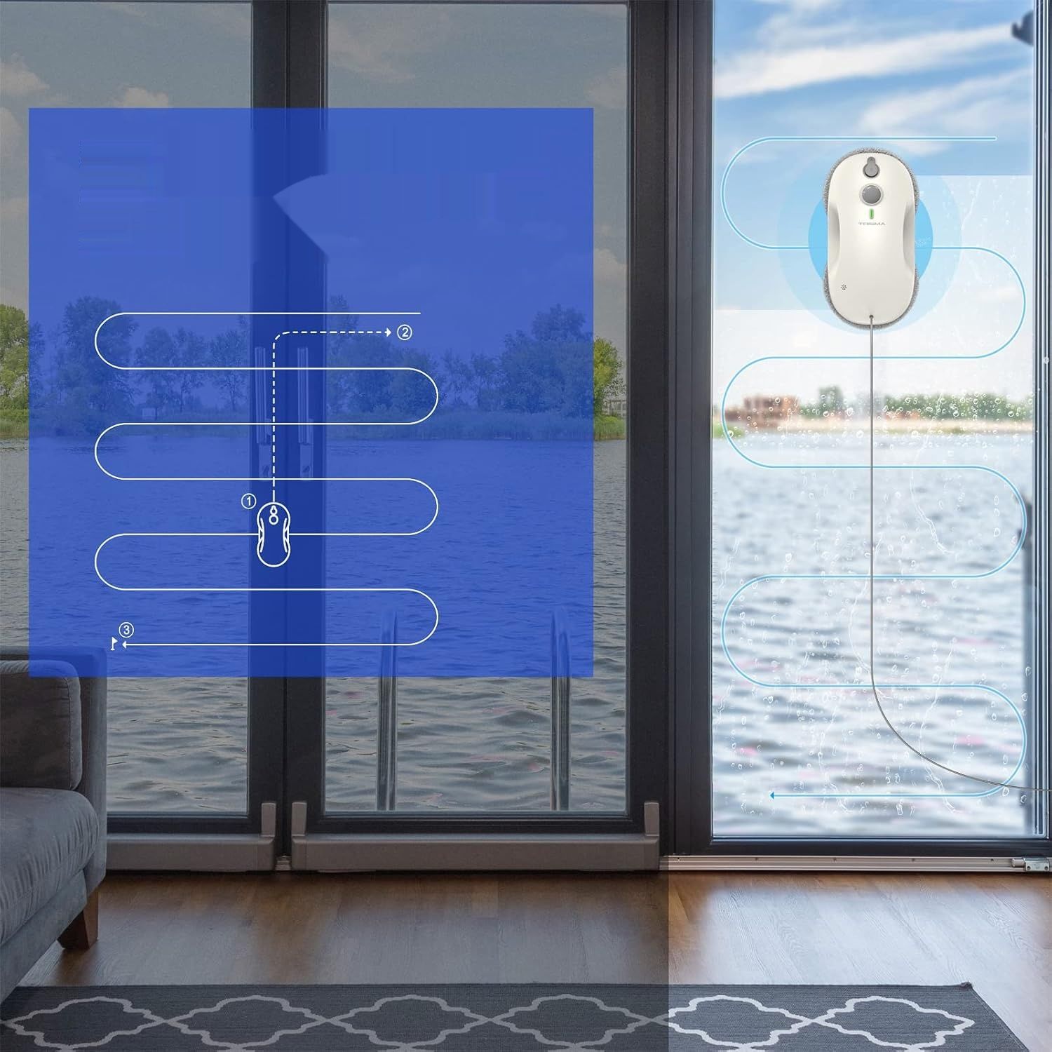Tosima W3 Robot do Mycia Okien z Automatycznym Dwukierunkowym Systemem