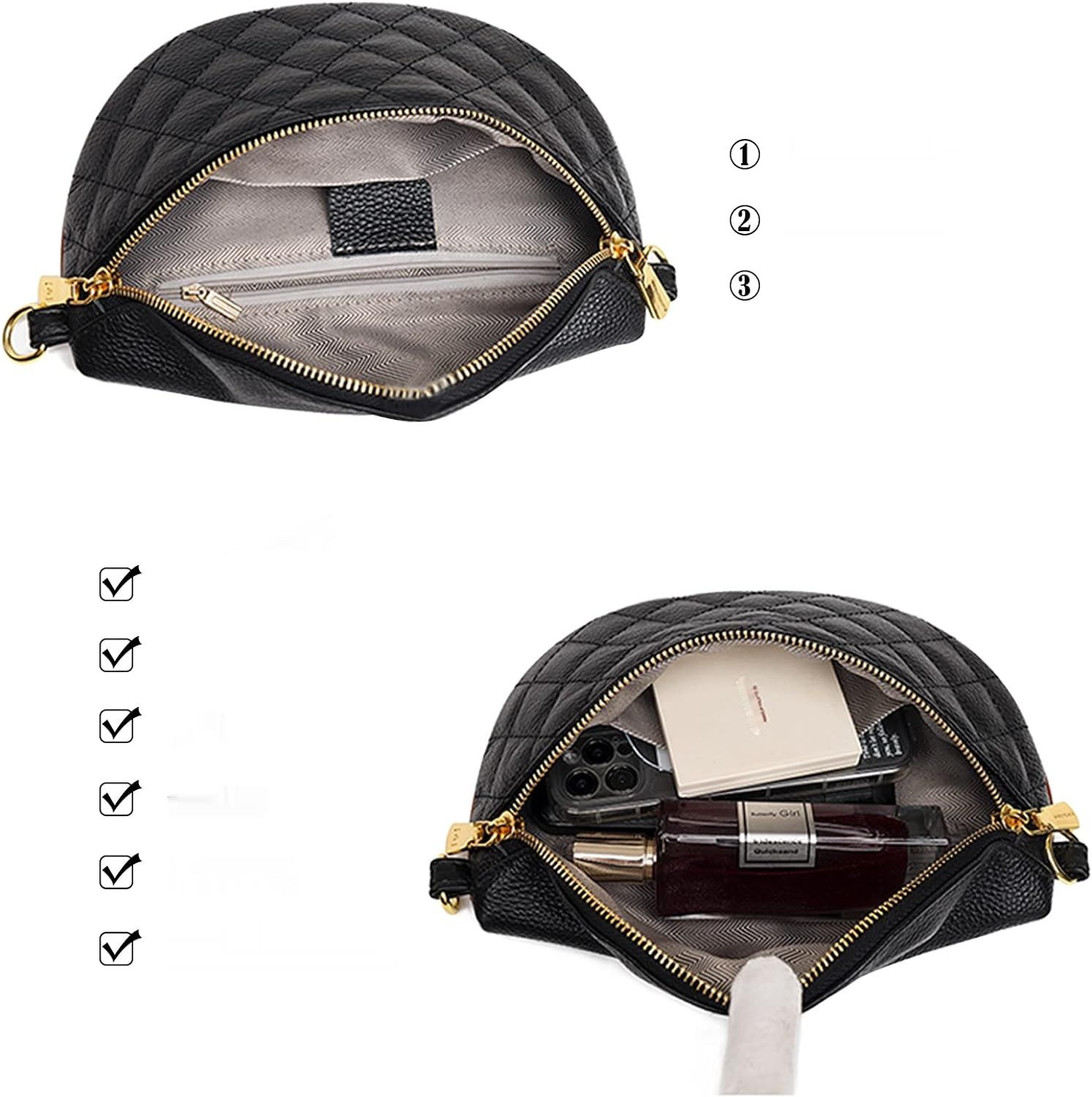 Myhozee Crossbody Bag z szerokim paskiem, prawdziwa skóra, szary