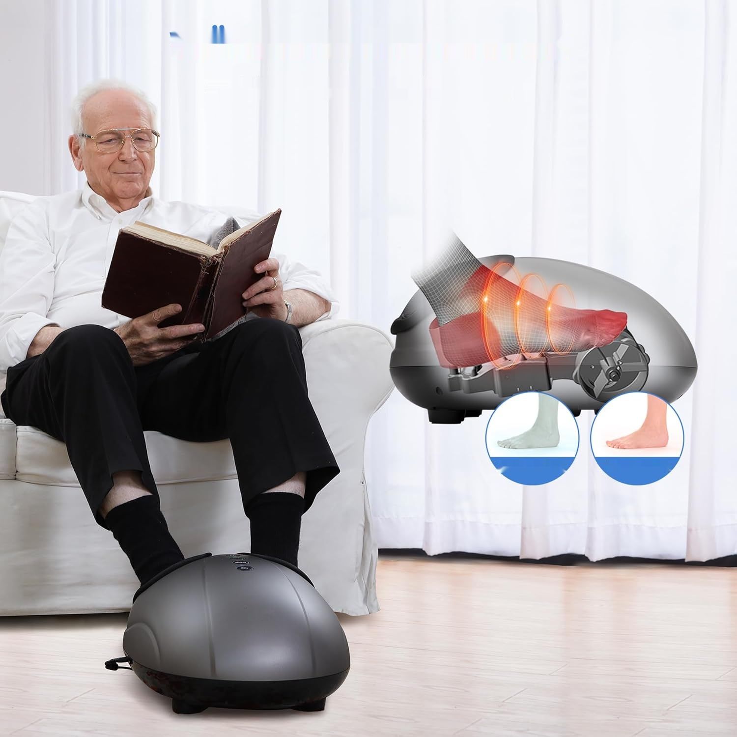 Breo Elektryczny Masażer do stóp z podgrzewaniem, Shiatsu, do rozmiaru 46