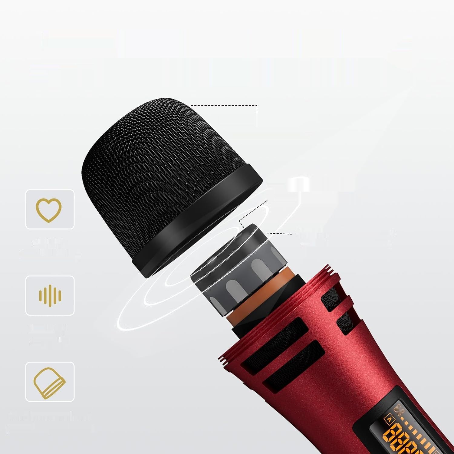 TONOR TW350 Bezprzewodowe Mikrofony do karaoke, wesela, czarno-czerwony