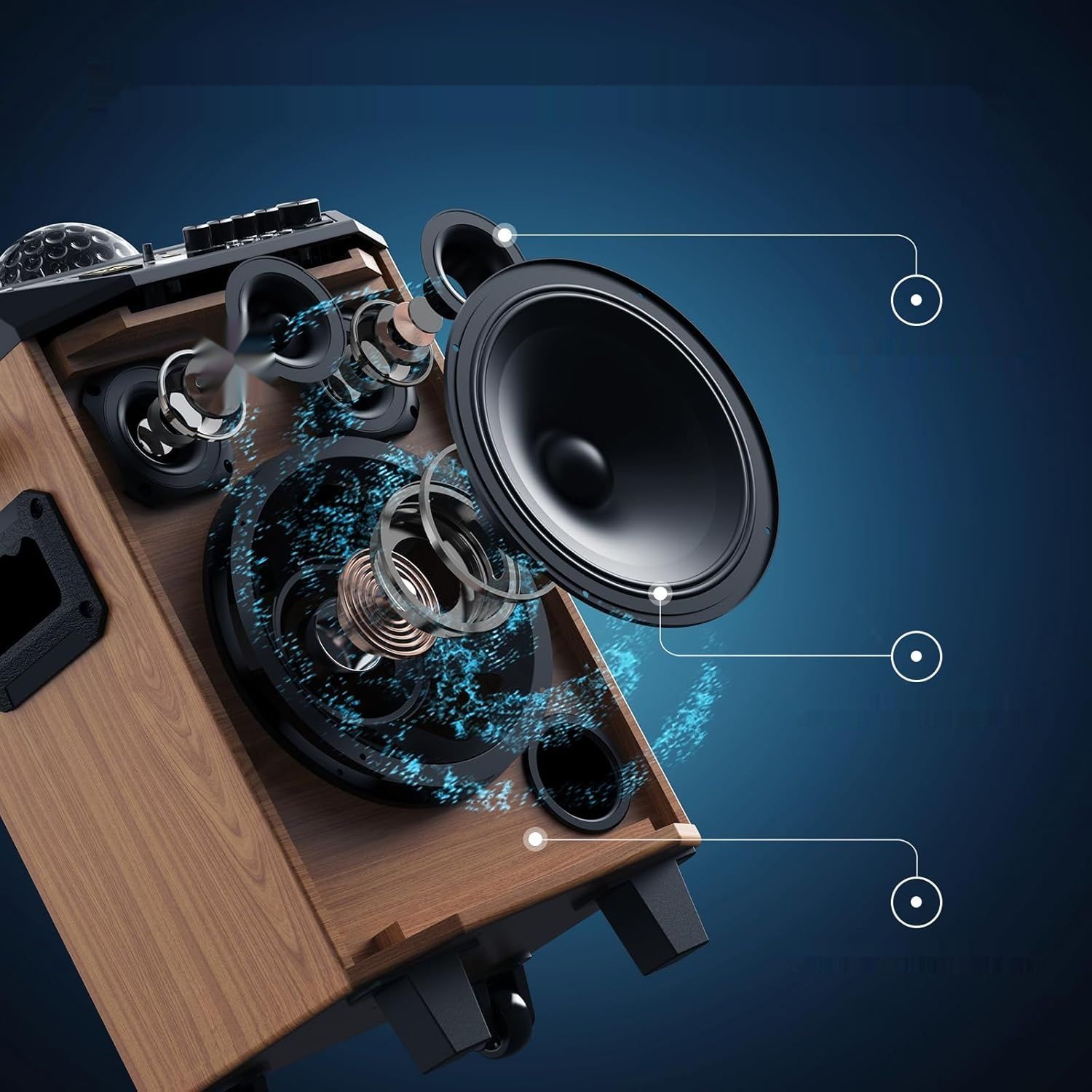 Przenośny głośnik Bluetooth TONOR z 2 mikrofonami, system PA, brązowy.