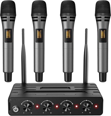 Bezprzewodowy mikrofon TONOR, 4x5-kanałowy z odbiornikiem, zasięg 60 M UHF
