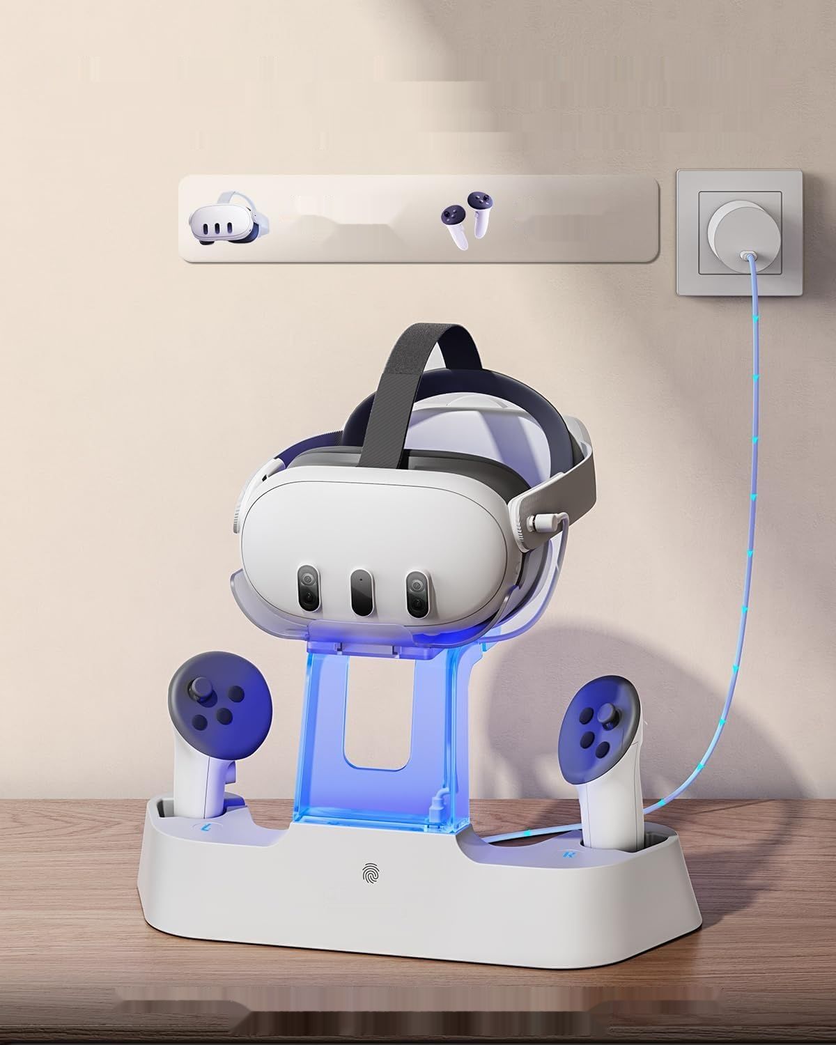 NexiGo Ulepszona stacja ładująca z LED do Oculus Quest 3, biała