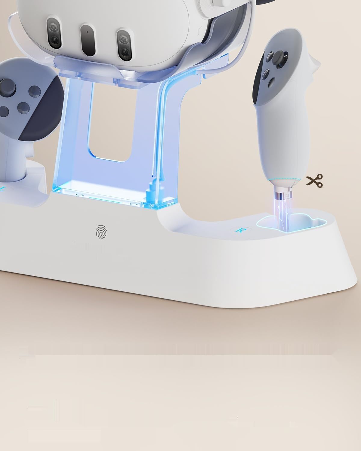 NexiGo Ulepszona stacja ładująca z LED do Oculus Quest 3, biała