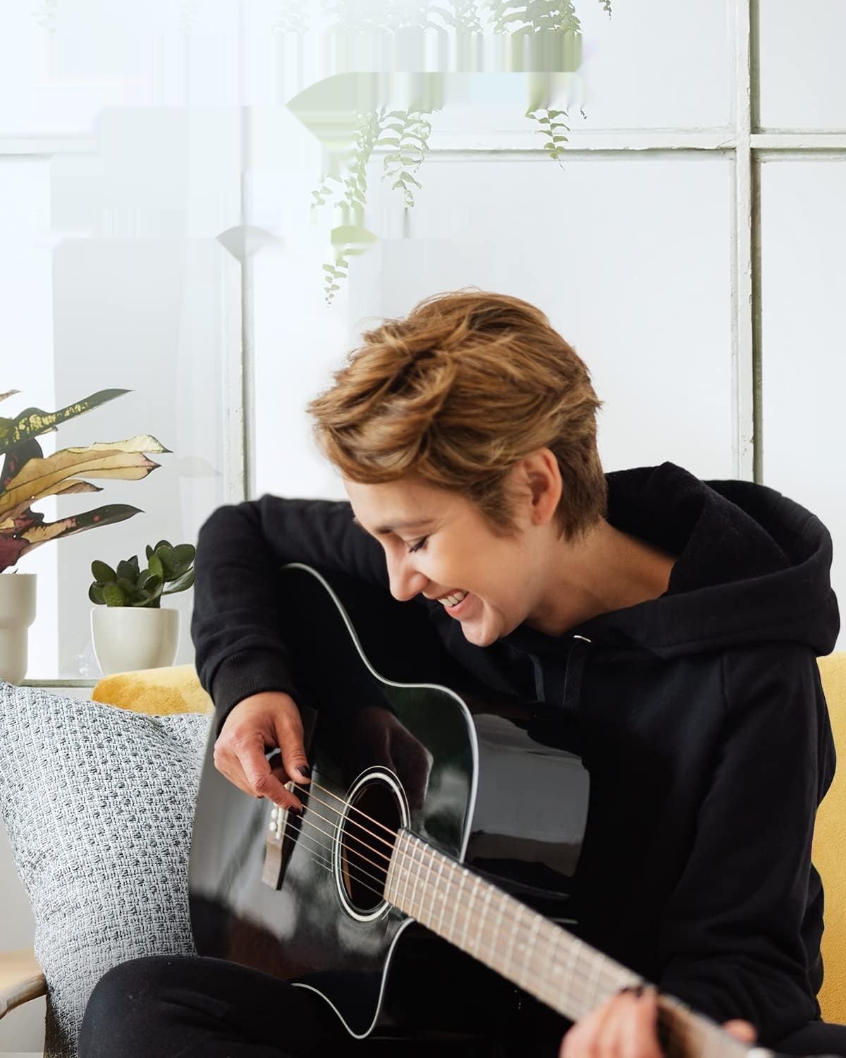 Gitara Akustyczna Moukey 41" dla Początkujących z akcesoriami, Czarna