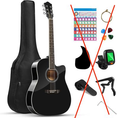 Gitara Akustyczna Moukey 41" dla Początkujących z akcesoriami, Czarna