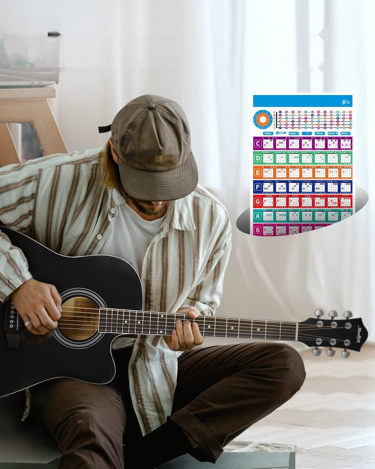 Gitara Akustyczna Moukey 41" dla Początkujących z akcesoriami, Czarna