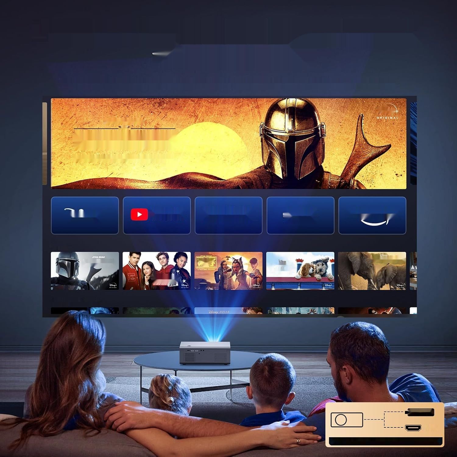 iSinbox 4K Wsparcie Projektor Zewnętrzny z WiFi 6 i Bluetooth